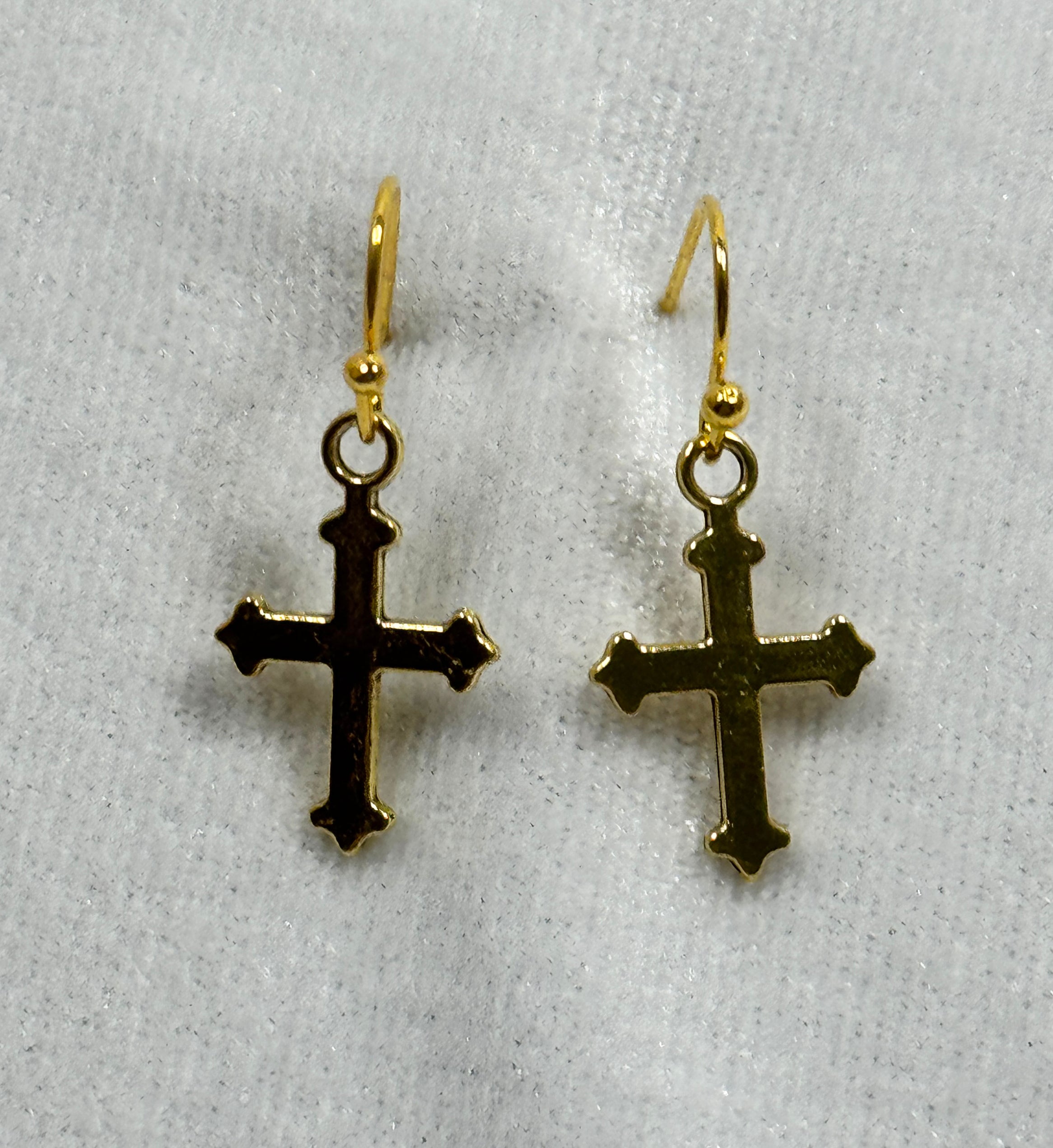 Gold Tone Cross Dangle Earrings Christian Faith Jewelry 3/4 Inch  E275