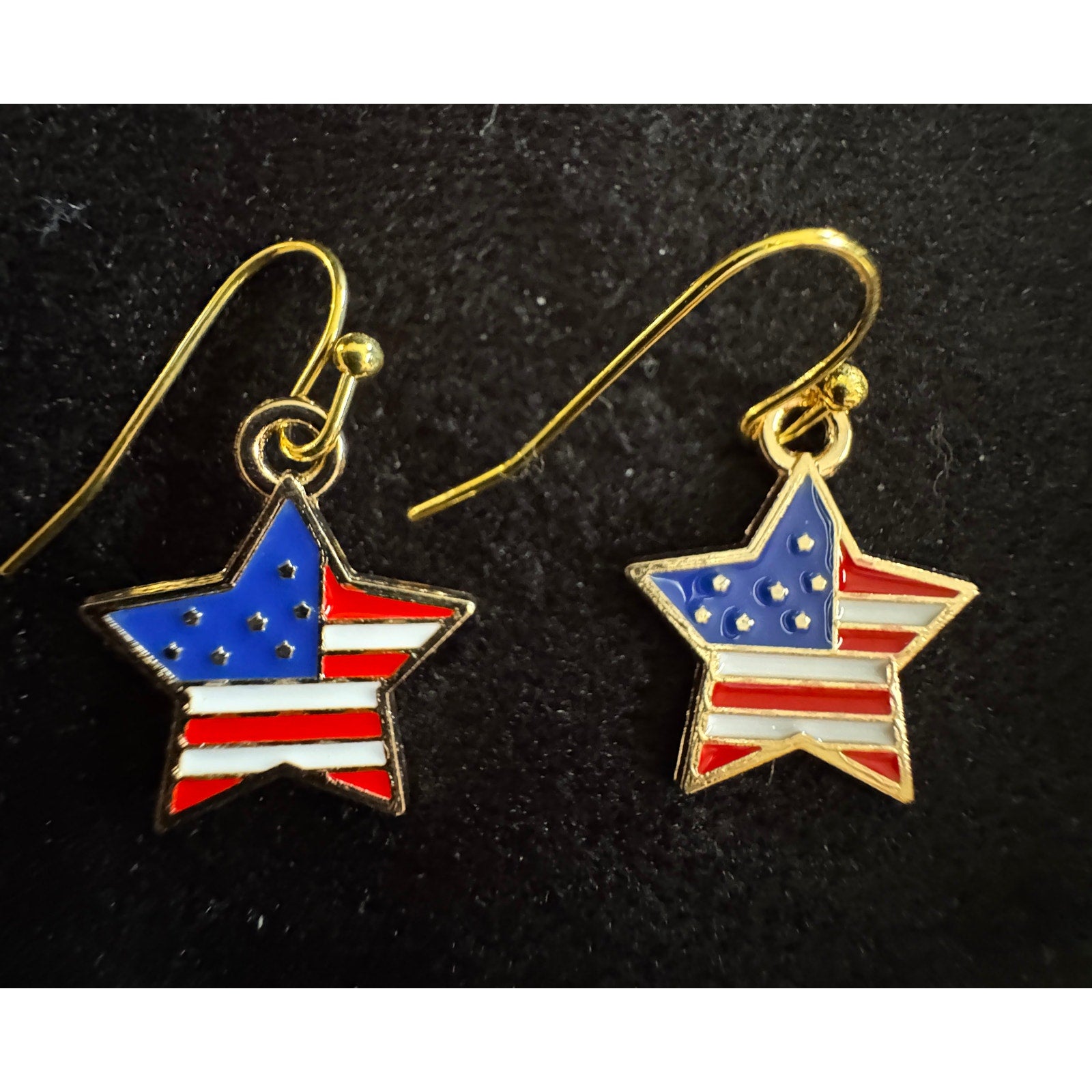 Americana Earrings Patriotic Red White Blue USA Flag Dangle Earrings E258