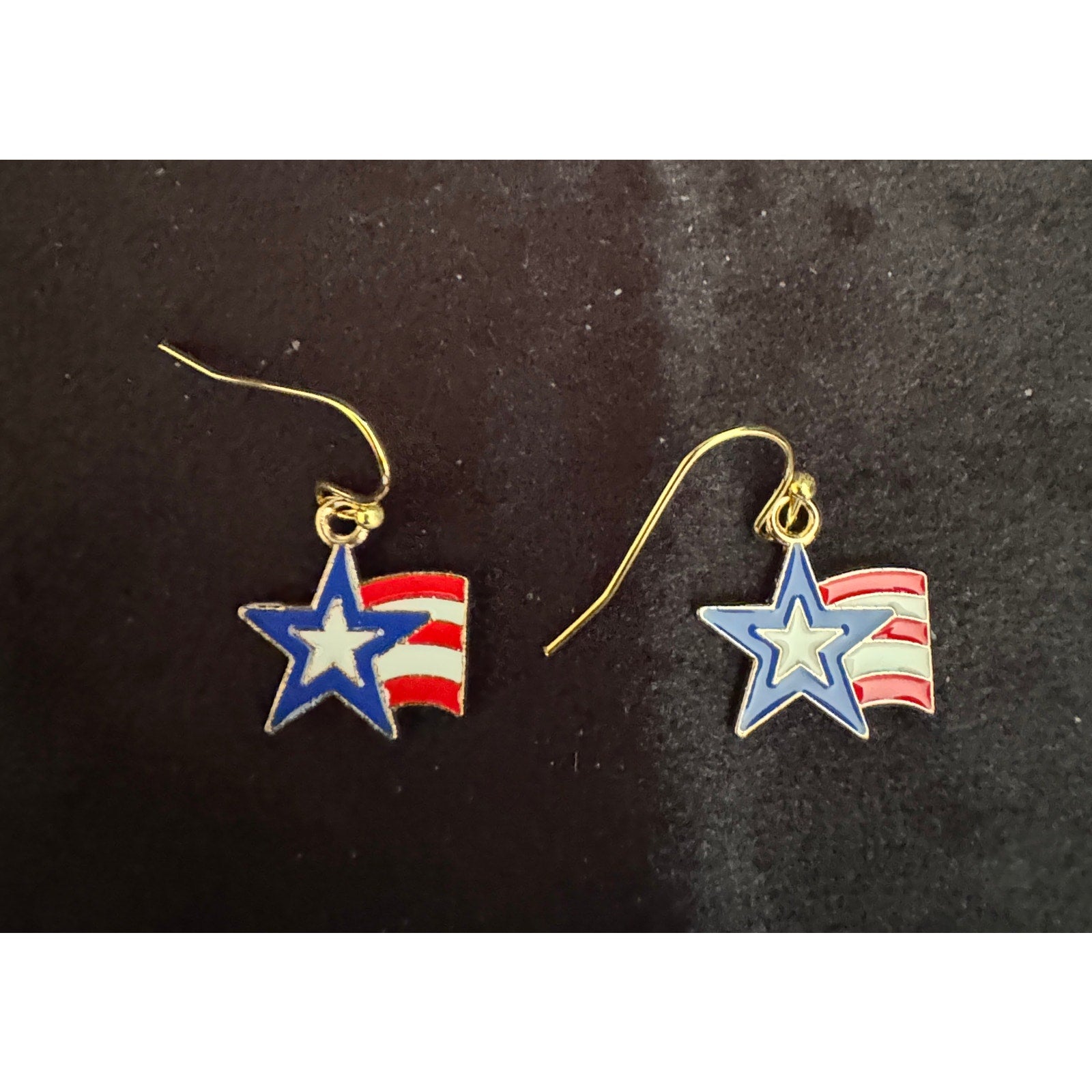 Americana Earrings Patriotic Red White Blue USA Flag Dangle Earrings E256