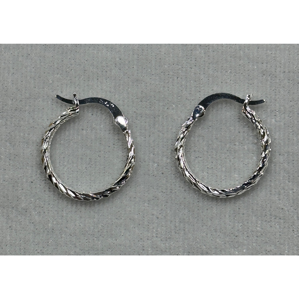 925 Sterling Silver Twisted Hoop Earrings 3/4 Inch Textured Hoops E270