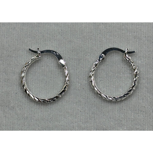 925 Sterling Silver Twisted Hoop Earrings 3/4 Inch Textured Hoops E270
