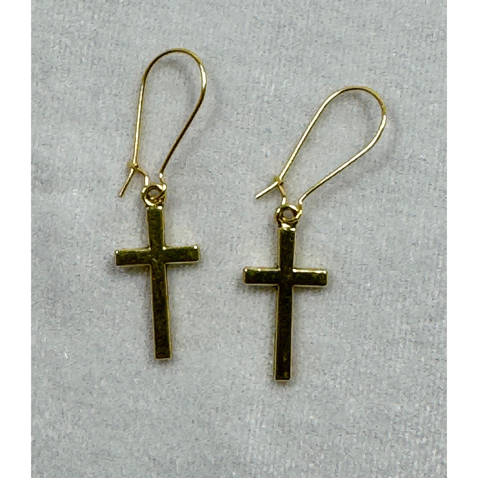Gold Tone Cross Dangle Earrings Christian Faith Jewelry 1 Inch  E281