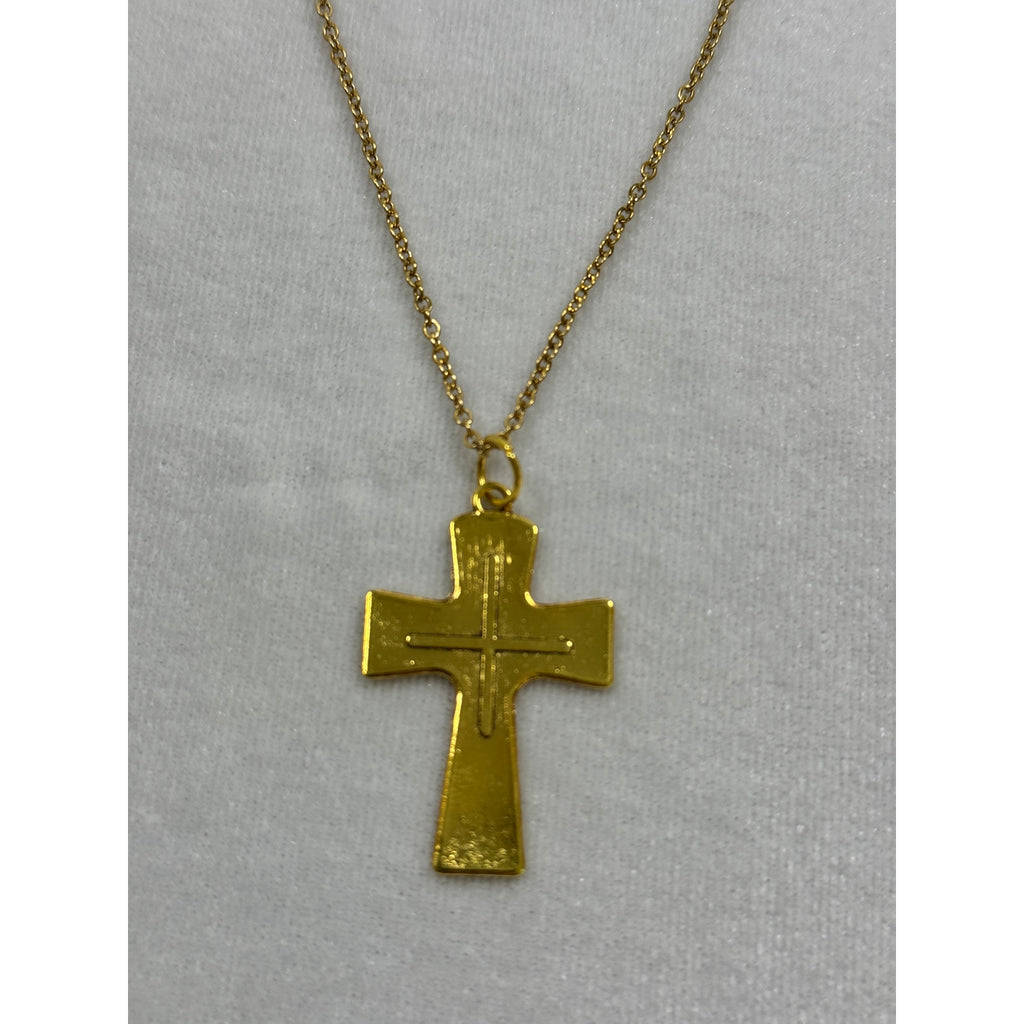 Gold Tone Cross Necklace Christian Faith Pendant 18-20 Inch Chain N282