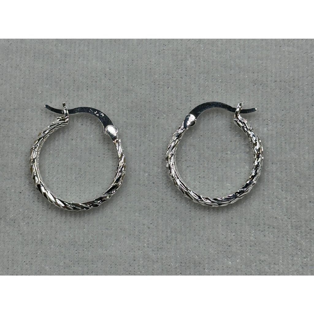 925 Sterling Silver Twisted Hoop Earrings 3/4 Inch Textured Hoops E270