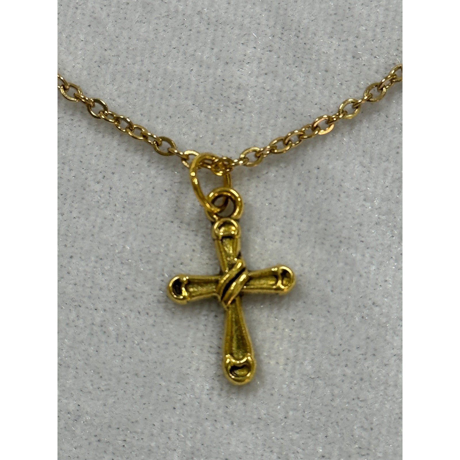 Gold Tone Cross Necklace 3/4 Inches Christian Faith Jewelry N290