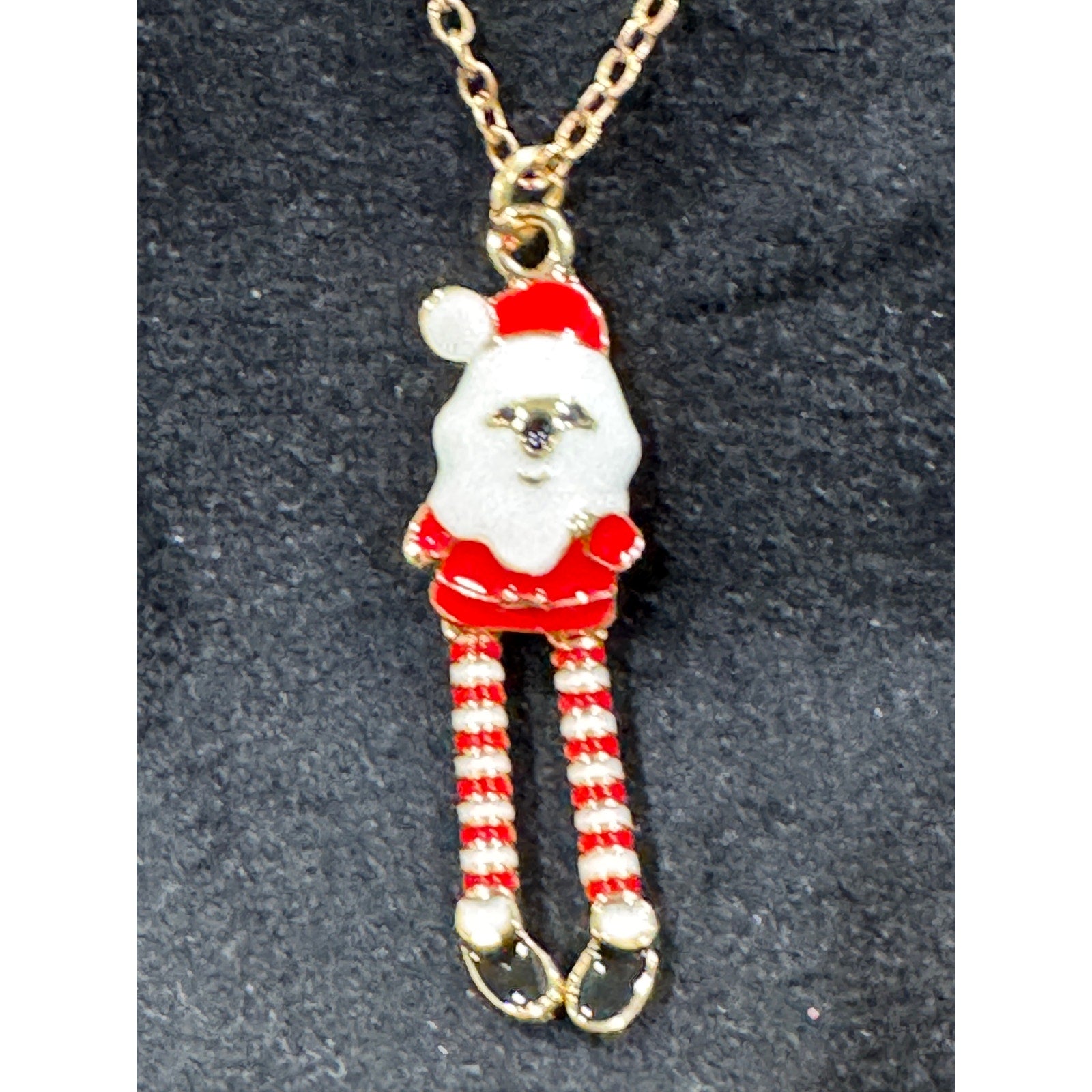 Whimsical Santa Claus Articulated Legs Christmas Necklace Pendant N109