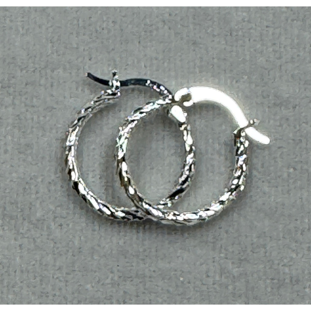 925 Sterling Silver Twisted Hoop Earrings 3/4 Inch Textured Hoops E270