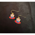 Americana Hat Earrings Patriotic Red White Blue USA Flag Dangle Earrings E253