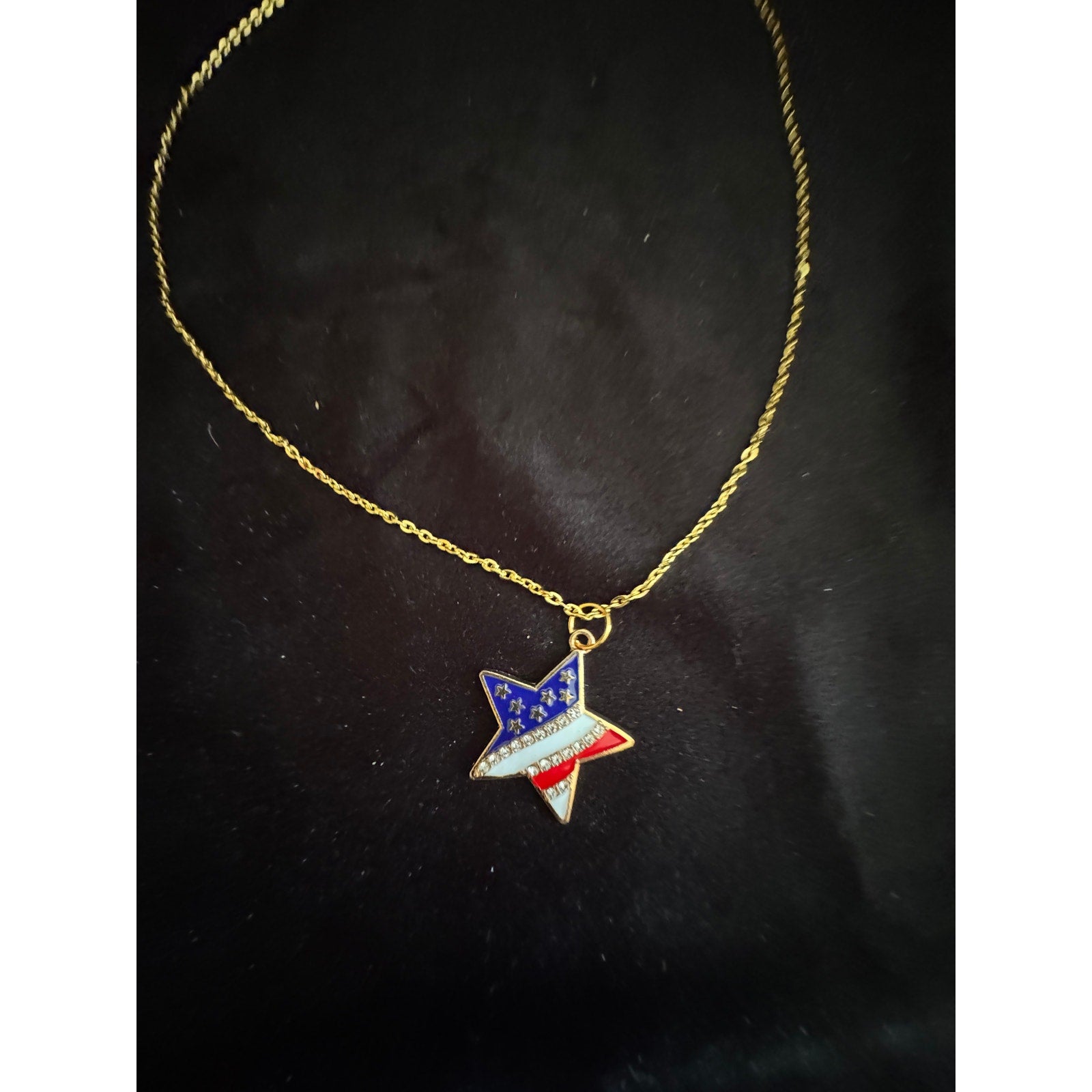 Americana Star Pendant Necklace Red White Blue Patriotic Jewelry N277