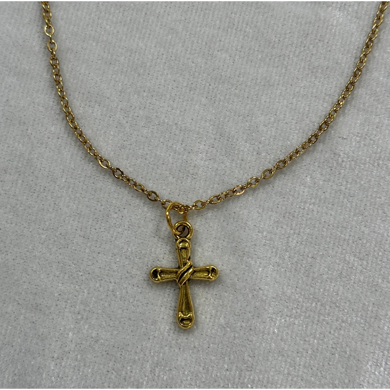 Gold Tone Cross Necklace 3/4 Inches Christian Faith Jewelry N290
