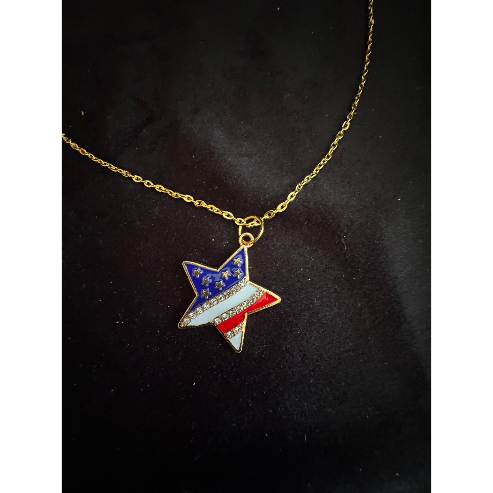 Americana Star Pendant Necklace Red White Blue Patriotic Jewelry N277