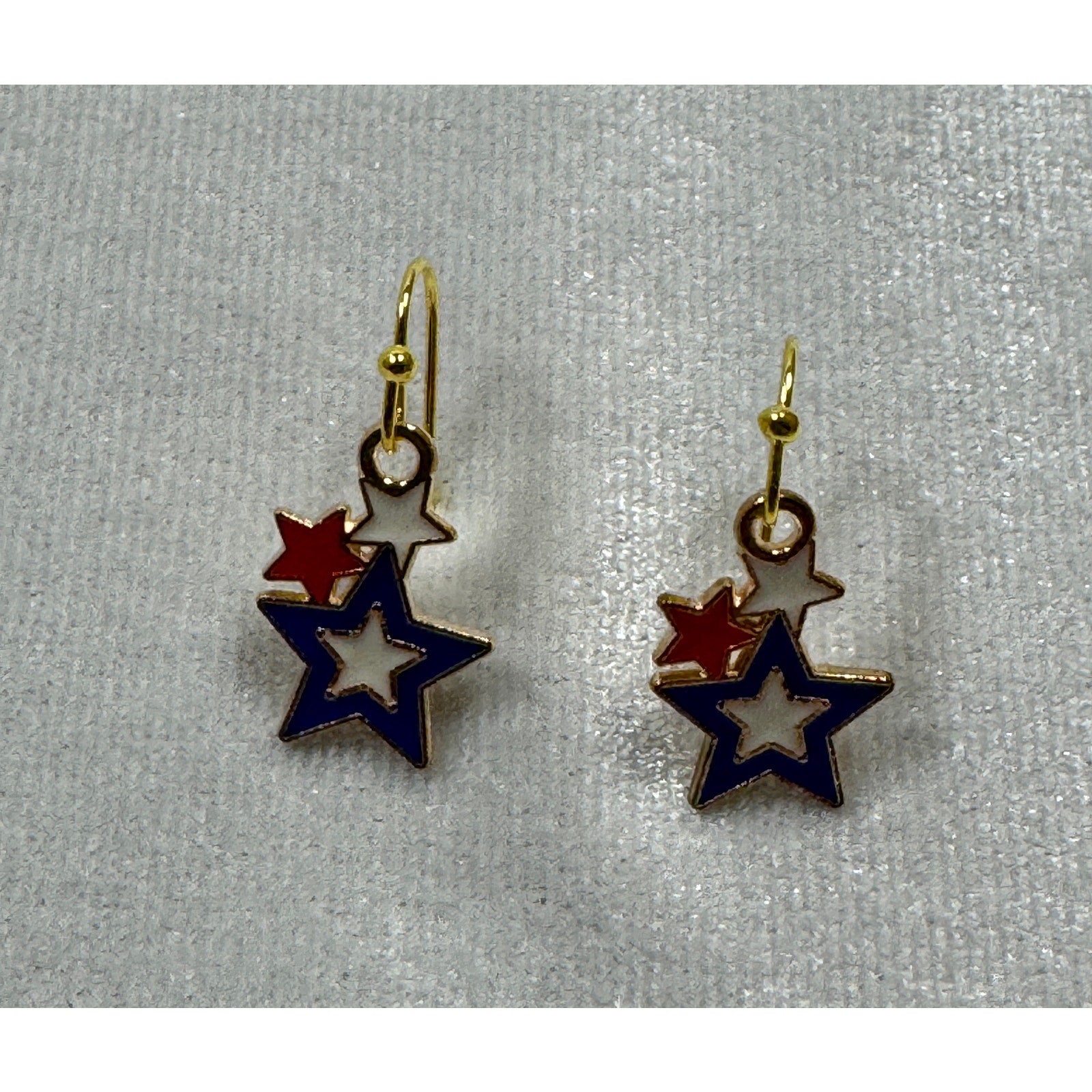 Americana USA Stars Dangle Earrings Patriotic Red White Blue E254