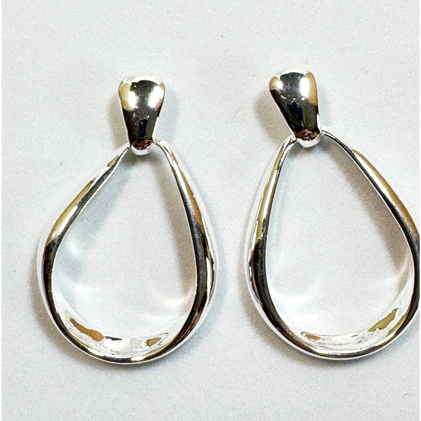 925 Sterling Silver Teardrop Dangle Earrings Open Drop Post Earrings 1" E290