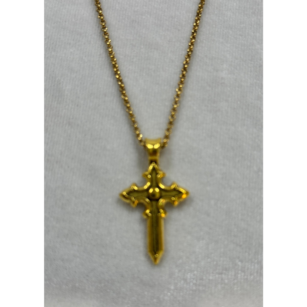 Gold Tone Cross Necklace 18-20 Inch Chain Christian Faith Jewelry N281