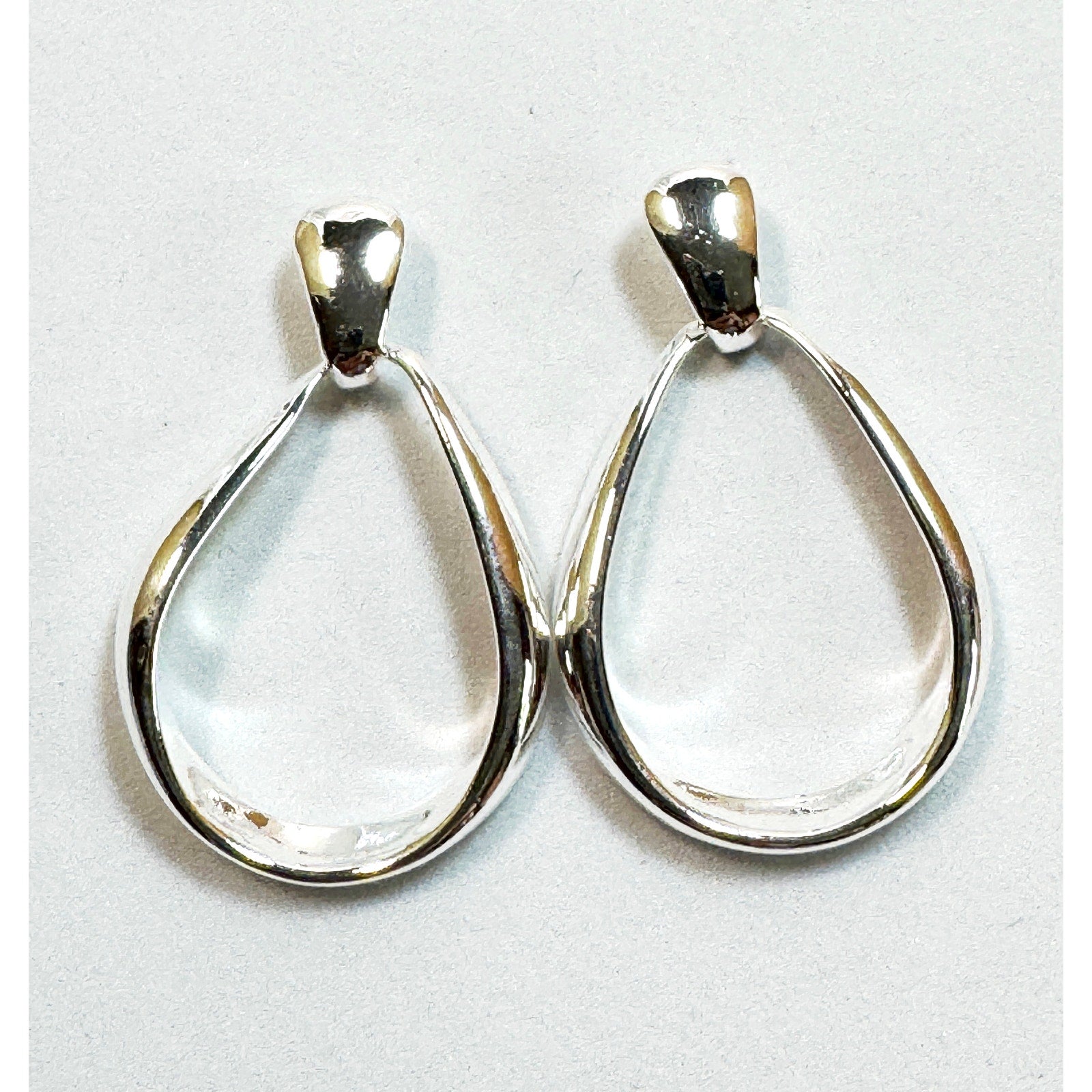 925 Sterling Silver Teardrop Dangle Earrings Open Drop Post Earrings 1" E290