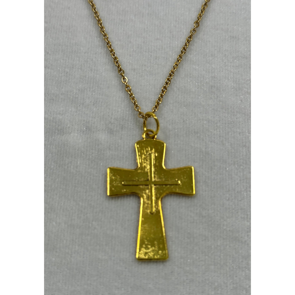 Gold Tone Cross Necklace Christian Faith Pendant 18-20 Inch Chain N293