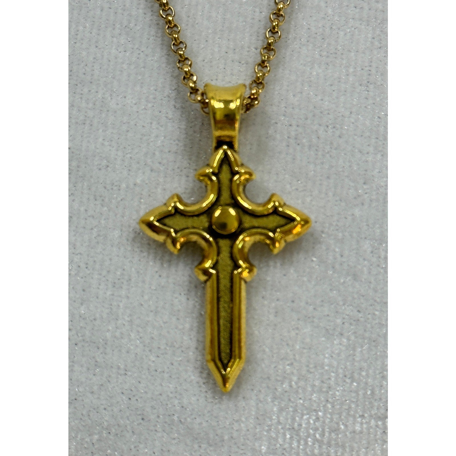 Gold Tone Cross Necklace 18-20 Inch Chain Christian Faith Jewelry N281