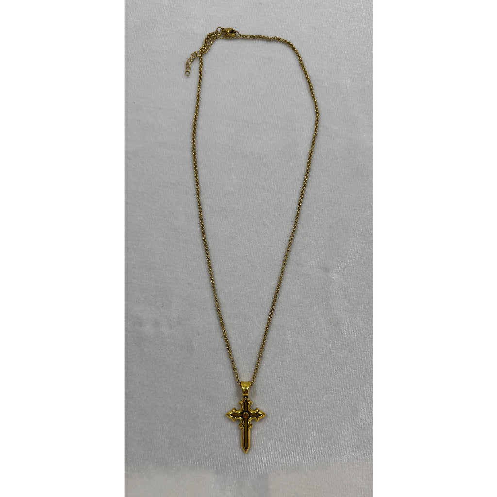 Gold Tone Cross Necklace 18-20 Inch Chain Christian Faith Jewelry N288
