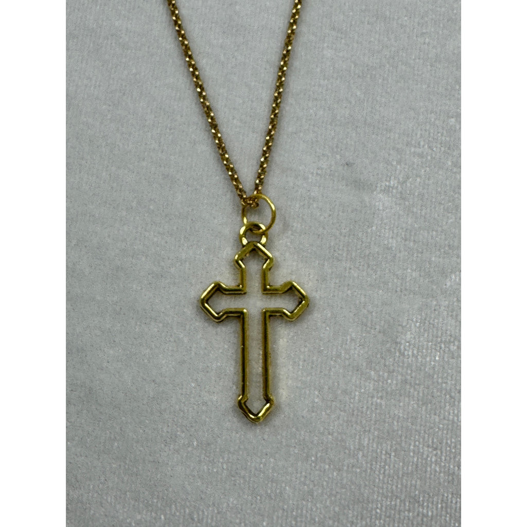 Gold Tone Cross Necklace Christian Faith Pendant 18-20 Inch Chain N284