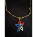 Americana Star Necklace Red White Blue Patriotic 22 inches N276