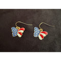 Americana Earrings Patriotic Red White Blue USA Flag Dangle Earrings E255