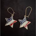 Americana Earrings Patriotic Red White Blue USA Flag Dangle Earrings E245