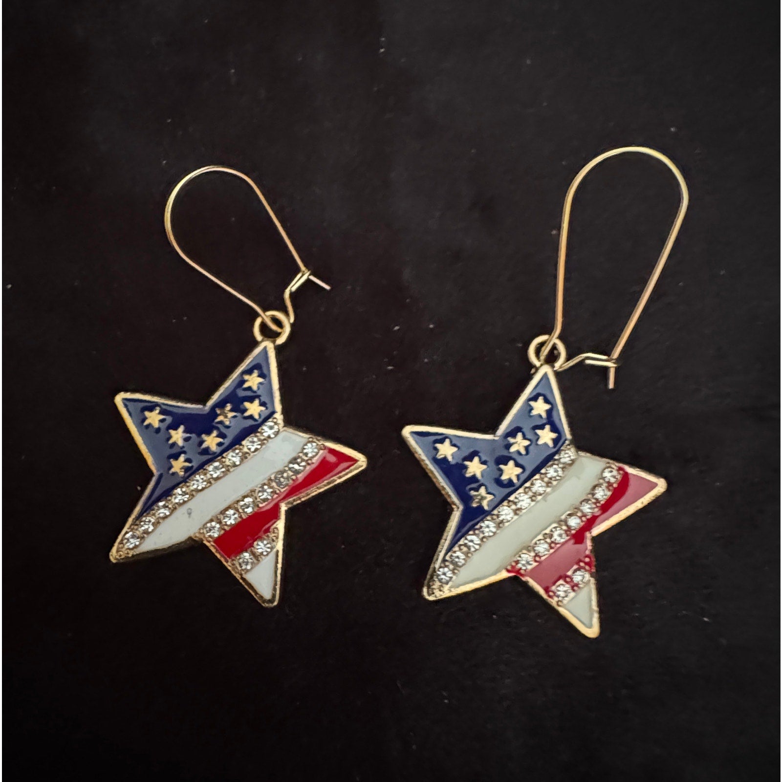 Americana Earrings Patriotic Red White Blue USA Flag Dangle Earrings E245