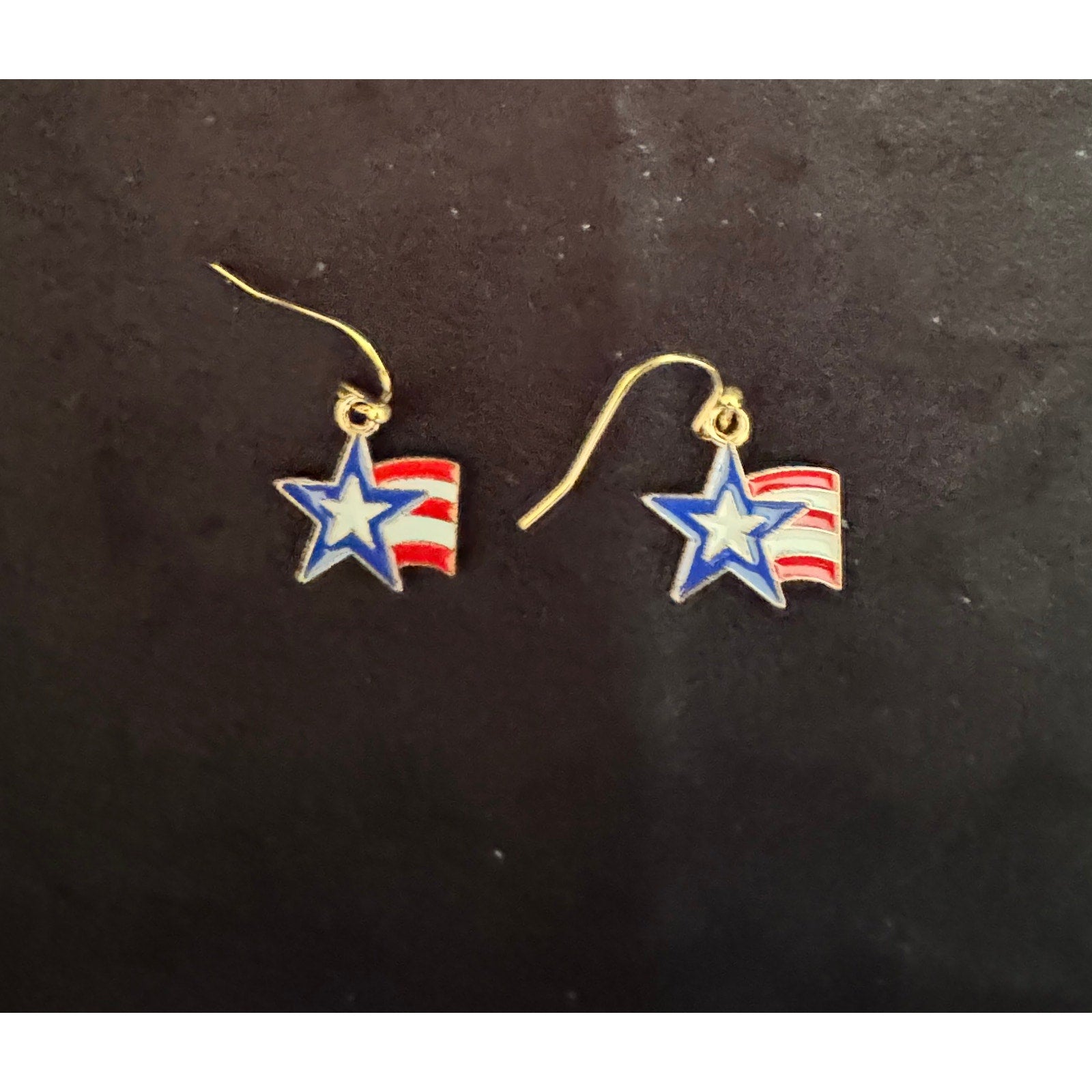 Americana Earrings Patriotic Red White Blue USA Flag Dangle Earrings E256