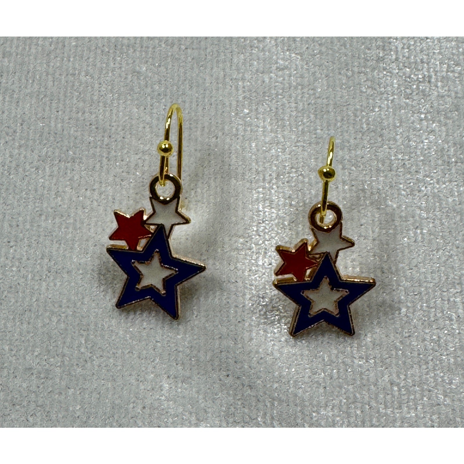 Americana USA Stars Dangle Earrings Patriotic Red White Blue E254