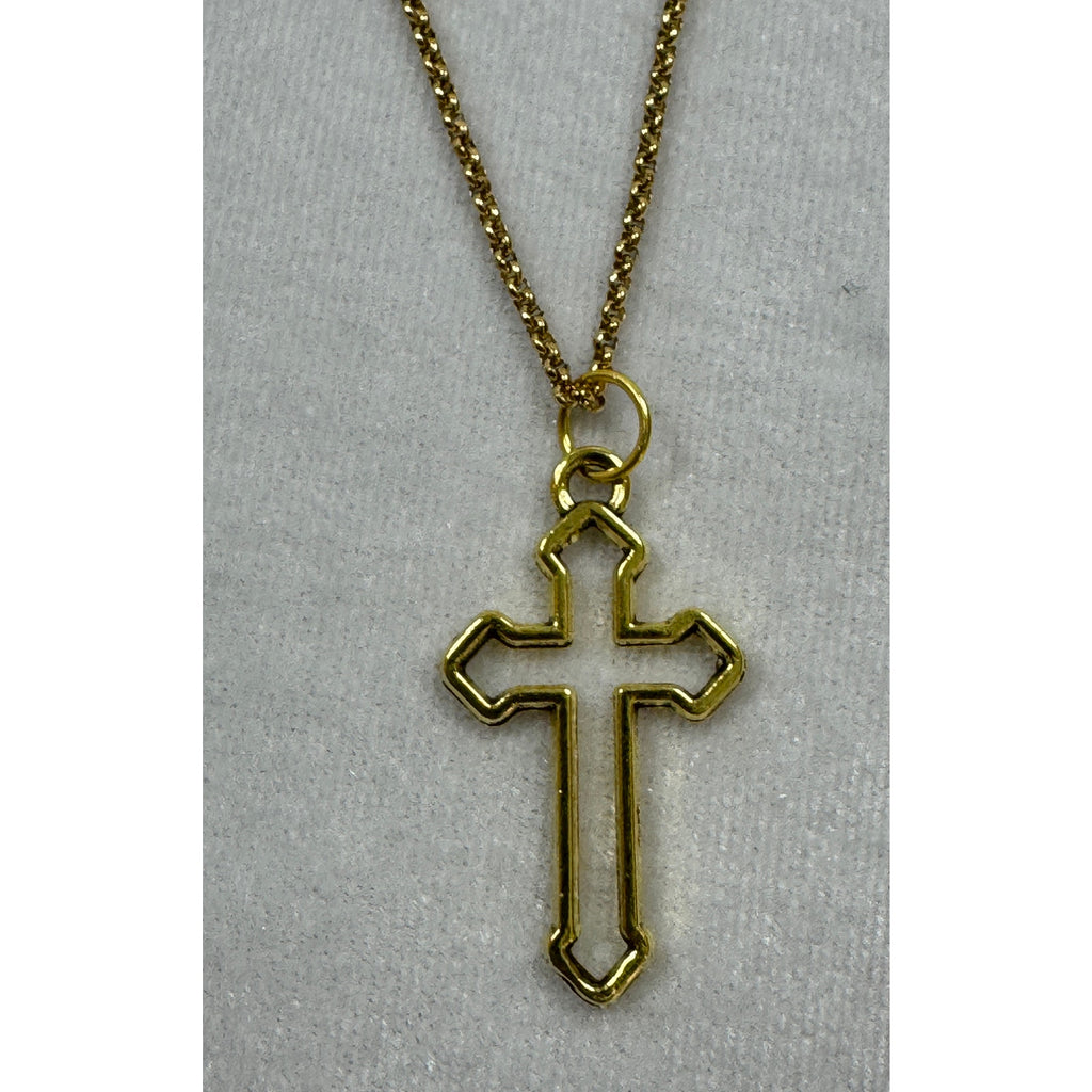 Gold Tone Cross Necklace Christian Faith Pendant 18-20 Inch Chain N284