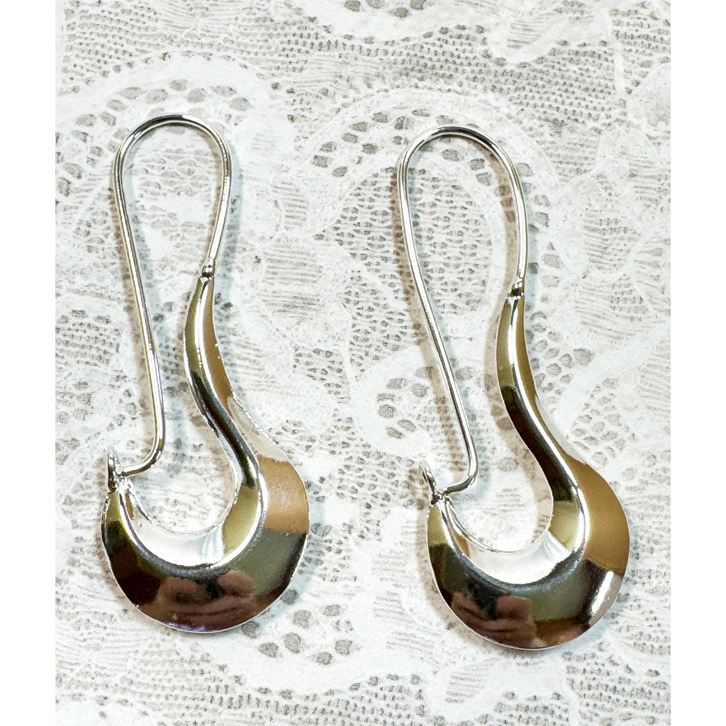 925 Sterling Silver Modern Dangle Earrings 2.5 Inch Long Contemporary  E296