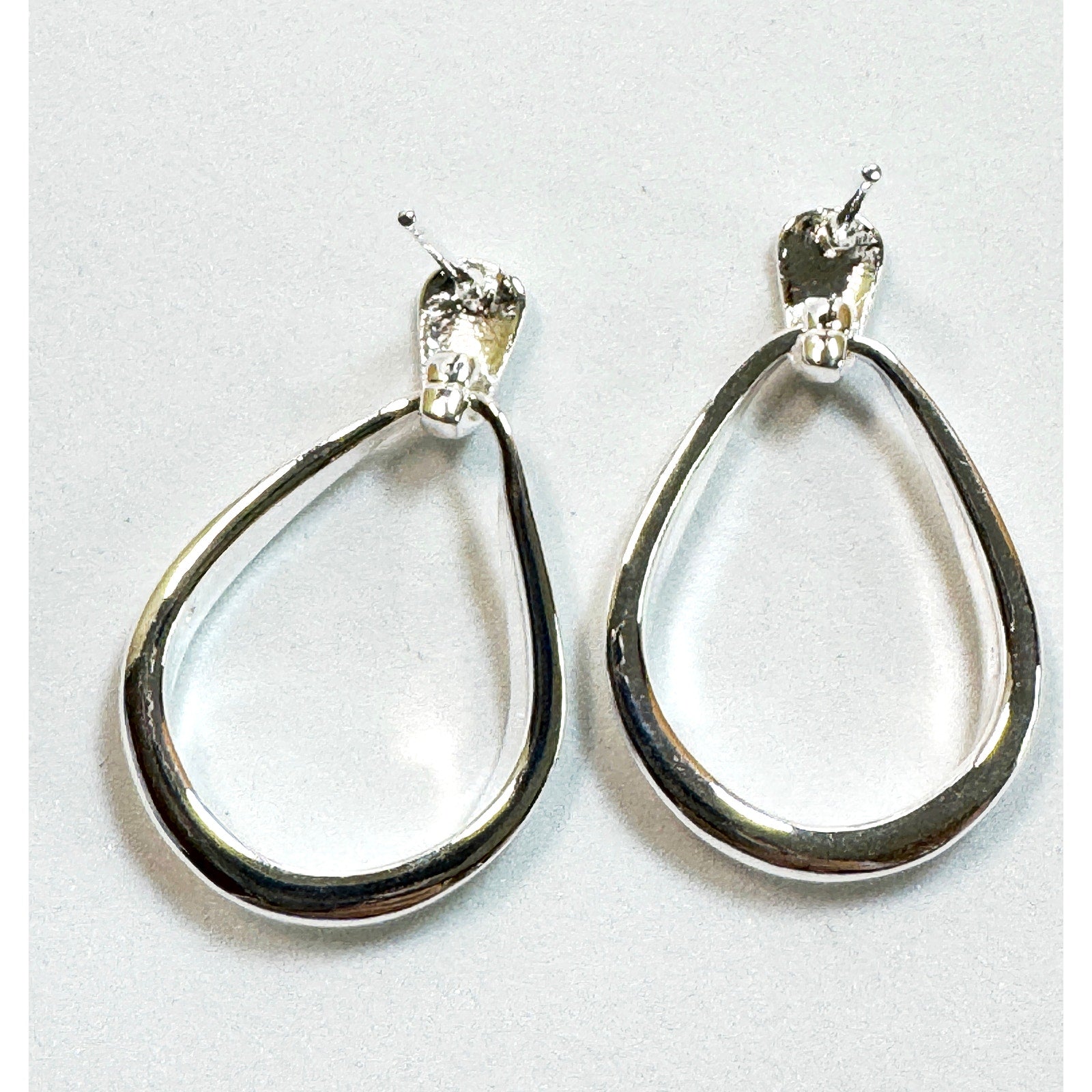925 Sterling Silver Teardrop Dangle Earrings Open Drop Post Earrings 1" E290
