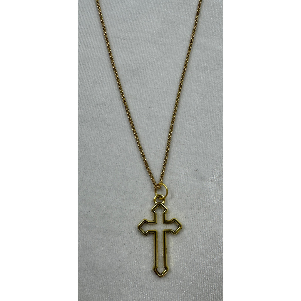 Gold Tone Cross Necklace Christian Faith Pendant 18-20 Inch Chain N284