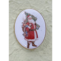 Vintage Oval Porcelain Santa Claus Brooch Pin