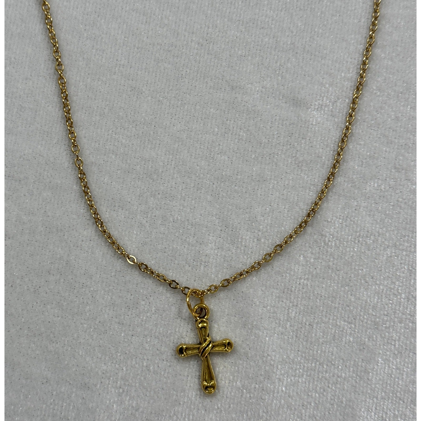 Gold Tone Cross Necklace 3/4 Inches Christian Faith Jewelry N290