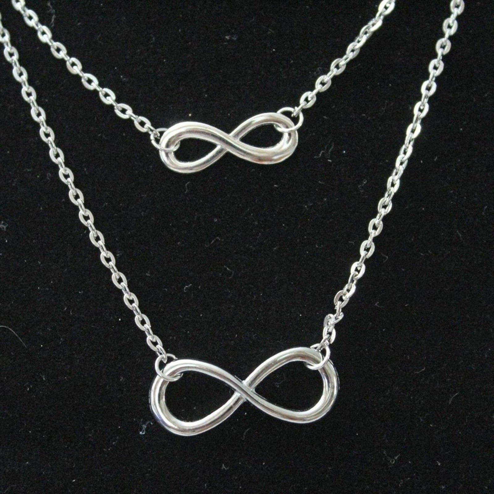 New Fashion Silver Tone Double Stand with Infinity Sign Necklace N106