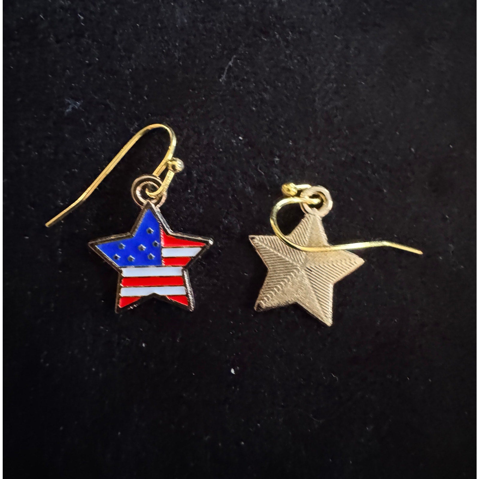 Americana Earrings Patriotic Red White Blue USA Flag Dangle Earrings E258