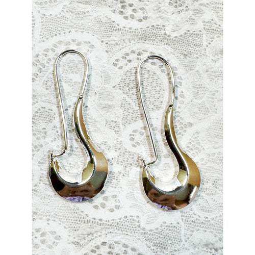 925 Sterling Silver Modern Dangle Earrings 2.5 Inch Long Contemporary  E296
