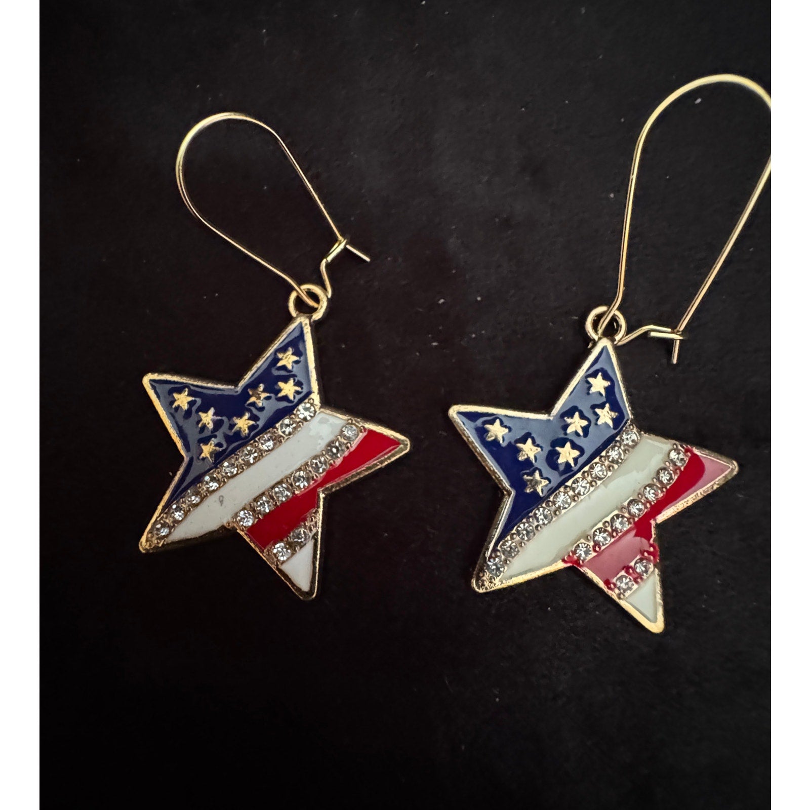 Americana Earrings Patriotic Red White Blue USA Flag Dangle Earrings E245