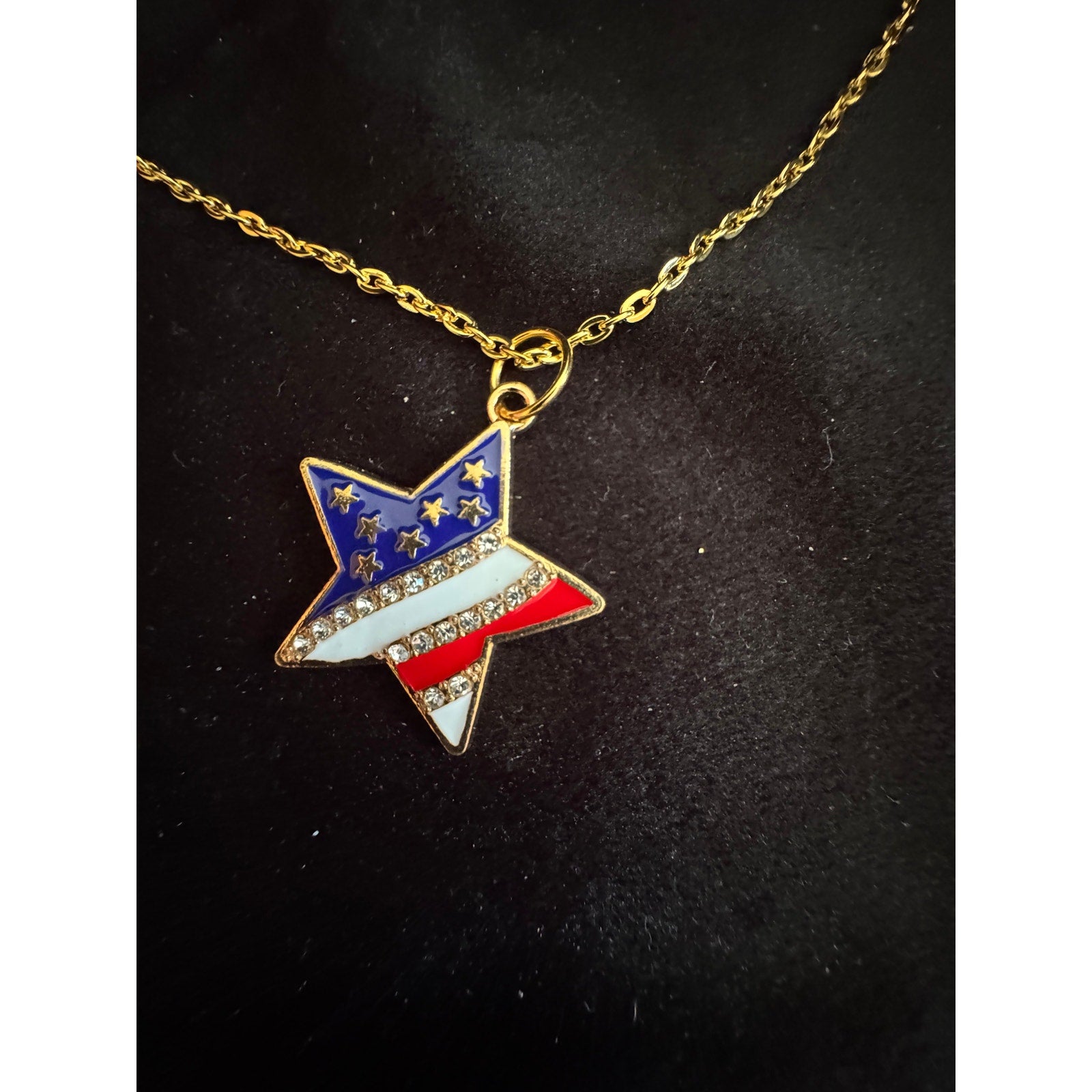Americana Star Pendant Necklace Red White Blue Patriotic Jewelry N277