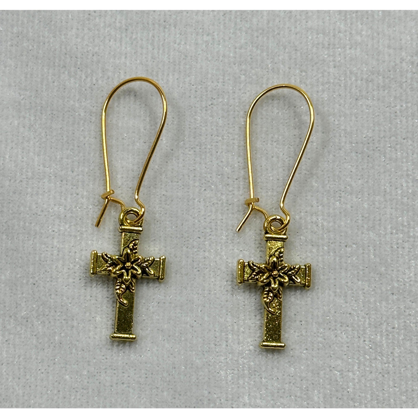 Gold Tone Cross Dangle Earrings Christian Faith Jewelry 1 Inch E272